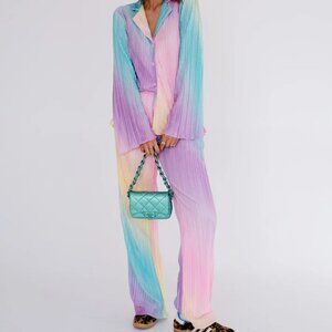 Dressed in LALA - Size Small - NWT - Long Sleeve Plissé Set in Rainbow Daydream